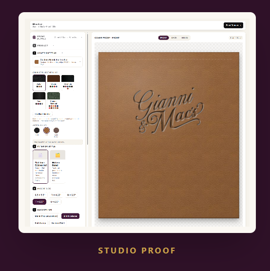 Menu Designs Studio concept proof for the Gianni & Mac’s menu cover